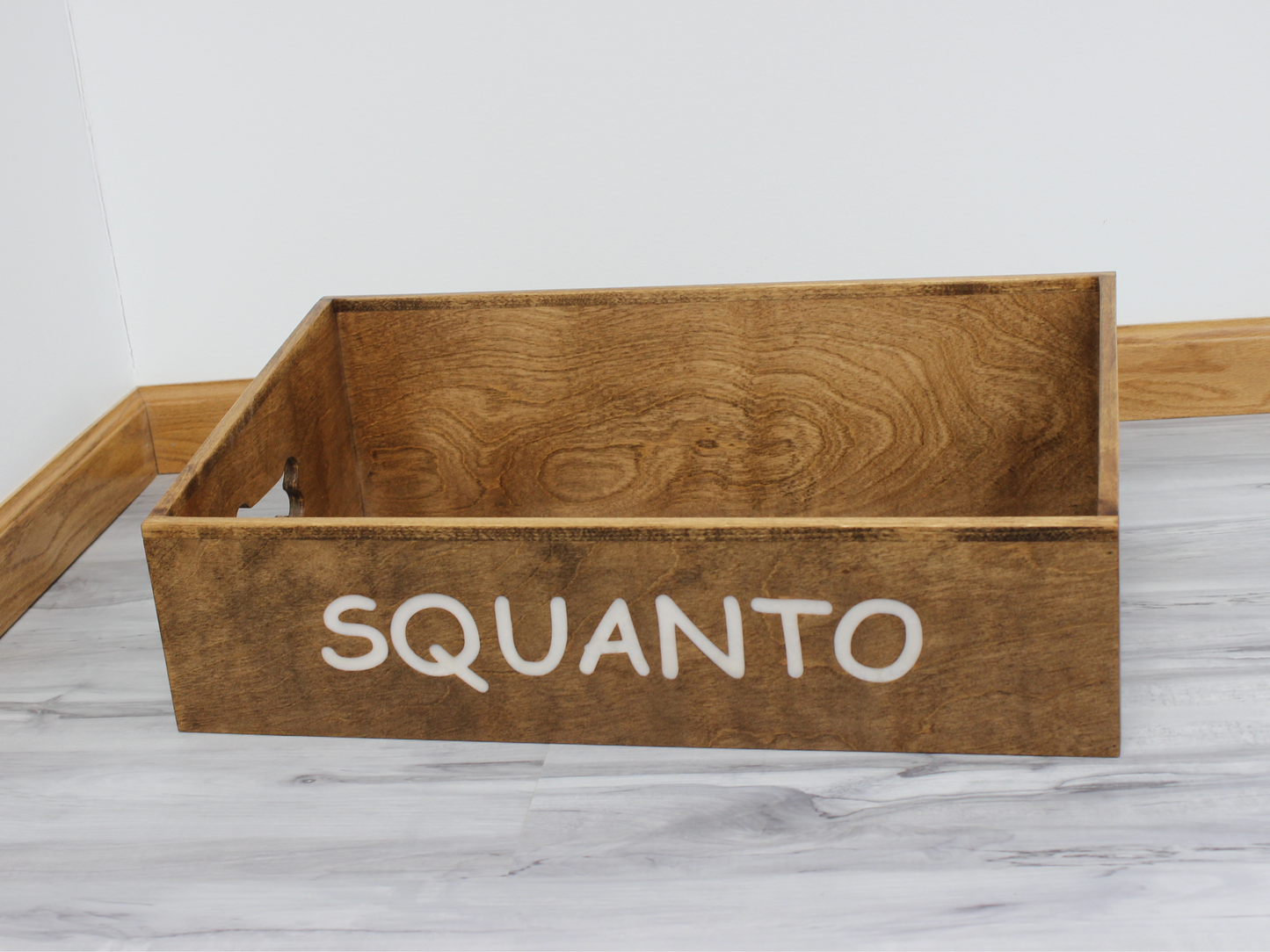 Large Custom Wood Dog Toy Box | Engraved Bin for small breeds