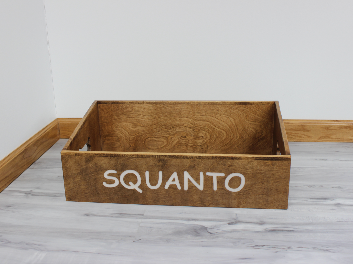 Large Custom Wood Dog Toy Box | Engraved Bin for small breeds