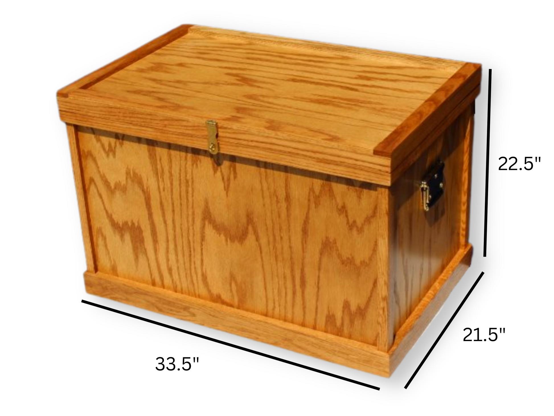 Golden Oak Tack Trunk with measurements 33.5" wide, 21.5" deep, and 22.5" tall 