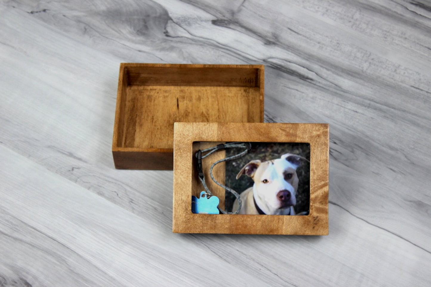 Small Dog or Cat Memorial Box | Shadow Box for Pet Ashes | Wood Pet Urn